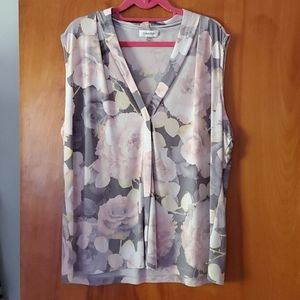 Calvin Klein floral sleeveless blouse- 1X